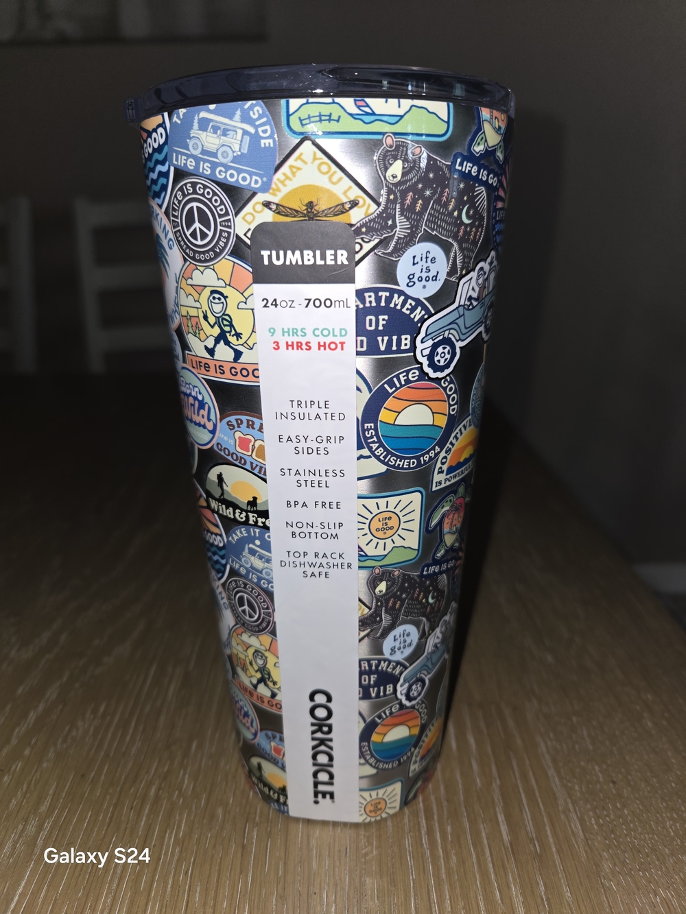 Corkcicle Life Is Good 24 Oz Tumbler Insulated New
